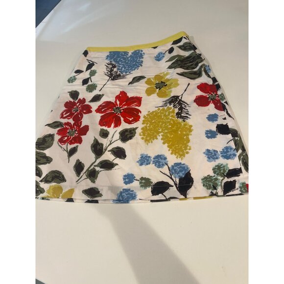 Boden Floral A-Line Skirt UK10/US6 Yellow Trim Cotton Blend - Picture 2 of 8